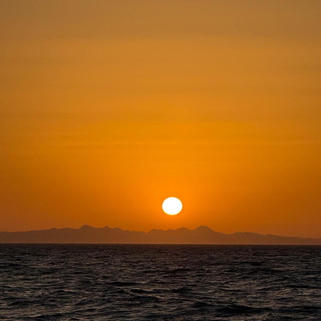 Sunset over the Red Sea during a boat cruise in Hurghada