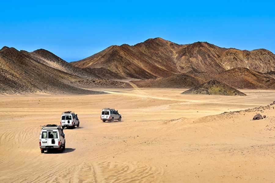 Jeep convoy during a Jeep safari in the Hurghada desert