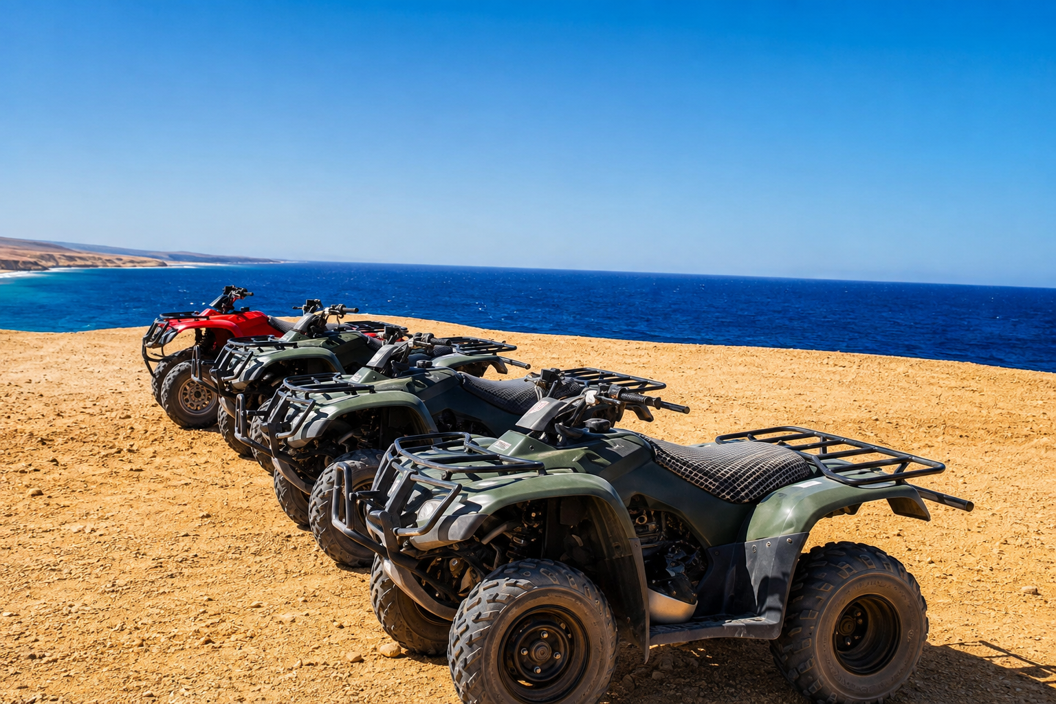 Quad bikes prepared for a quad safari in Makadi Bay