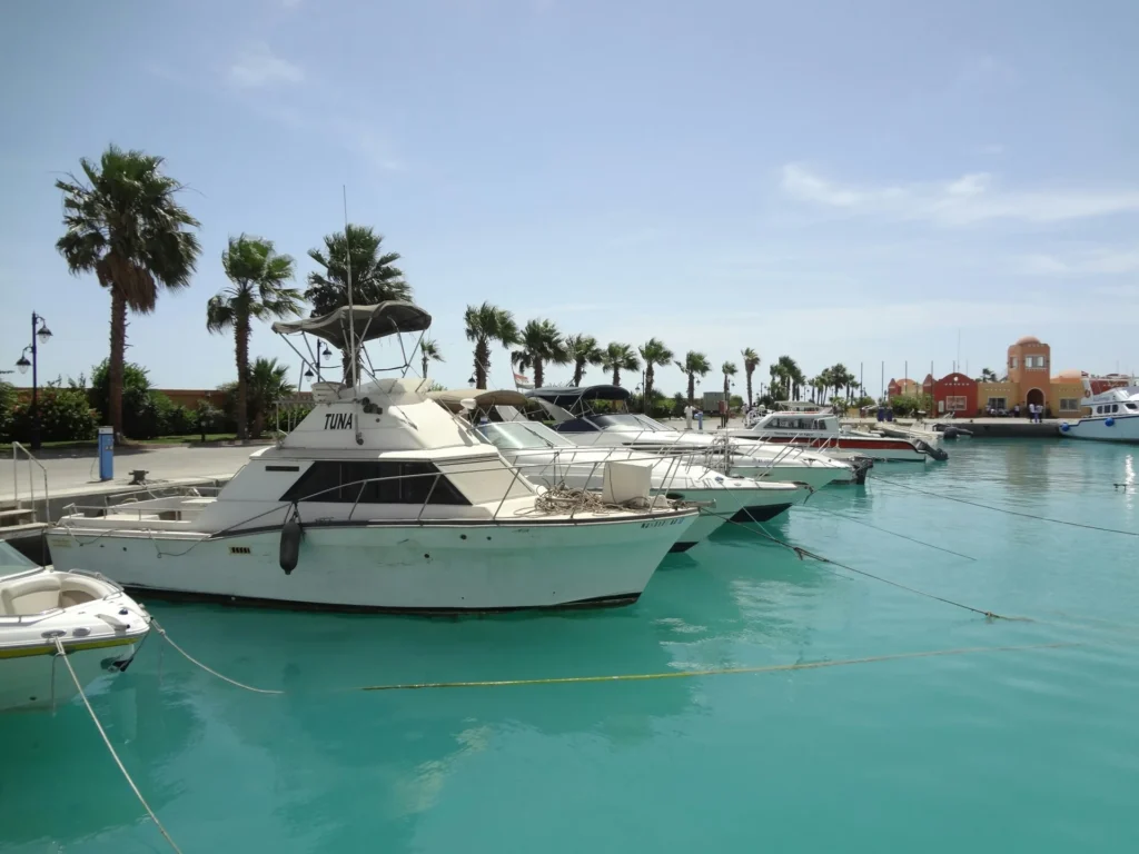 Yachts moored in Hurghada Marina