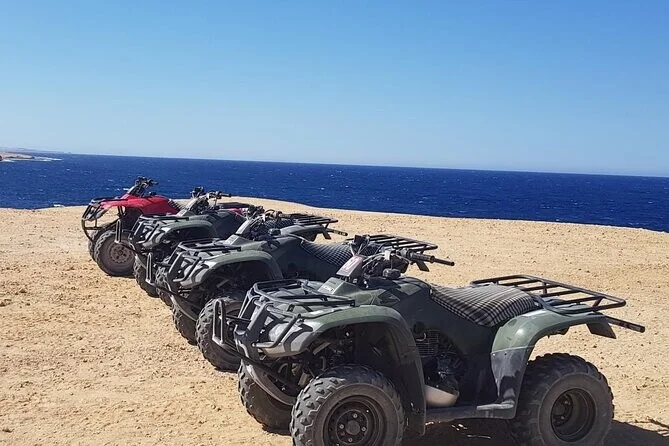 Quad bikes prepared for a desert safari in Hurghada